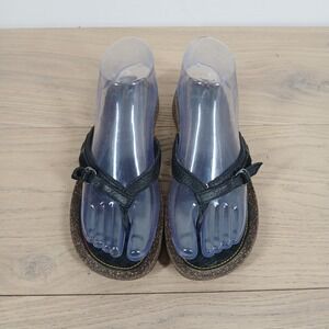 Teva Sandals Women 6 Black Leather Thong Adjustable Buckle Casual Summer